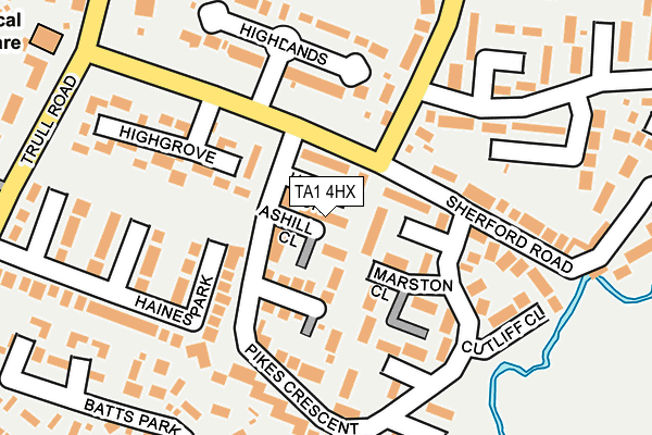 TA1 4HX map - OS OpenMap – Local (Ordnance Survey)