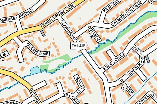 TA1 4JF map - OS OpenMap – Local (Ordnance Survey)