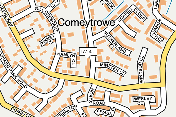 TA1 4JJ map - OS OpenMap – Local (Ordnance Survey)