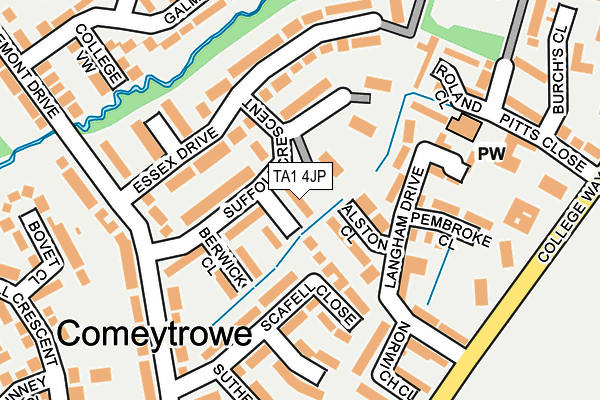 TA1 4JP map - OS OpenMap – Local (Ordnance Survey)