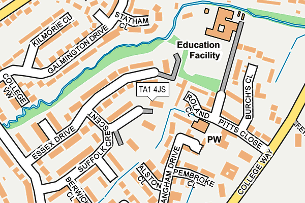 TA1 4JS map - OS OpenMap – Local (Ordnance Survey)