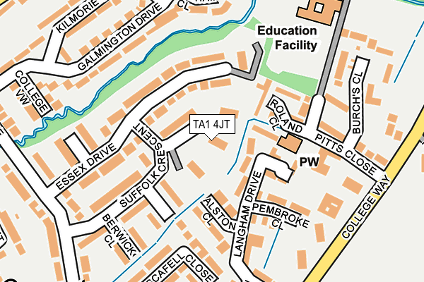 TA1 4JT map - OS OpenMap – Local (Ordnance Survey)