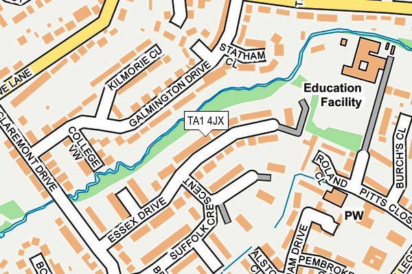 TA1 4JX map - OS OpenMap – Local (Ordnance Survey)