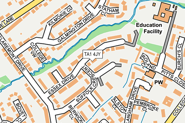 TA1 4JY map - OS OpenMap – Local (Ordnance Survey)