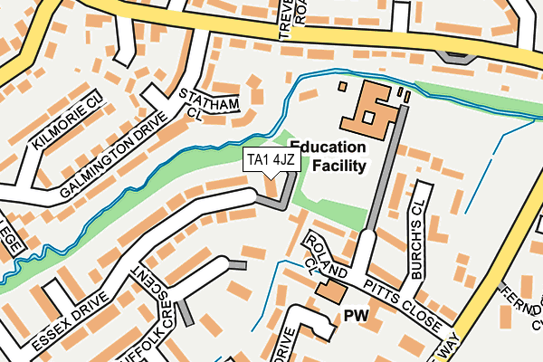 TA1 4JZ map - OS OpenMap – Local (Ordnance Survey)