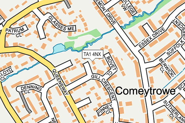 TA1 4NX map - OS OpenMap – Local (Ordnance Survey)