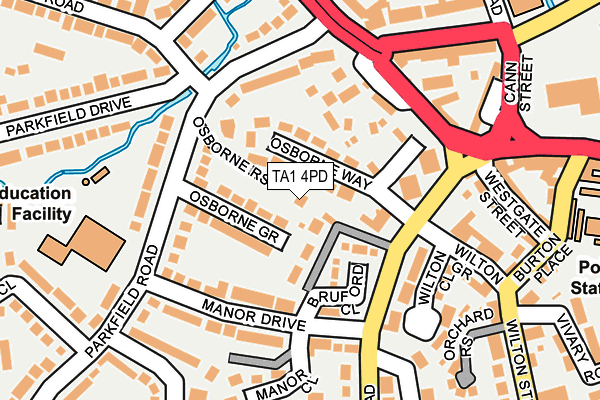 TA1 4PD map - OS OpenMap – Local (Ordnance Survey)