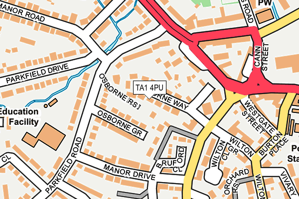 TA1 4PU map - OS OpenMap – Local (Ordnance Survey)