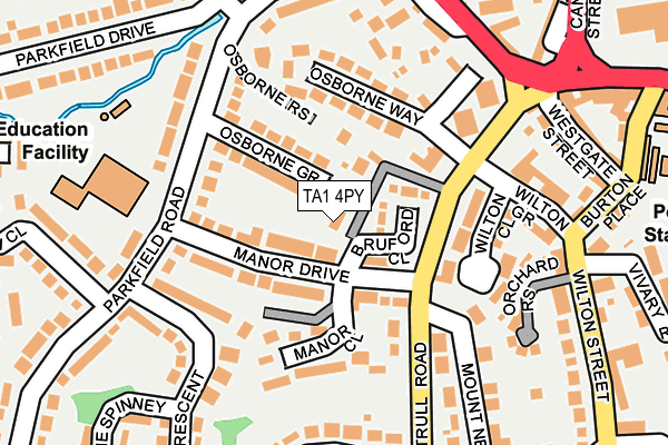 TA1 4PY map - OS OpenMap – Local (Ordnance Survey)