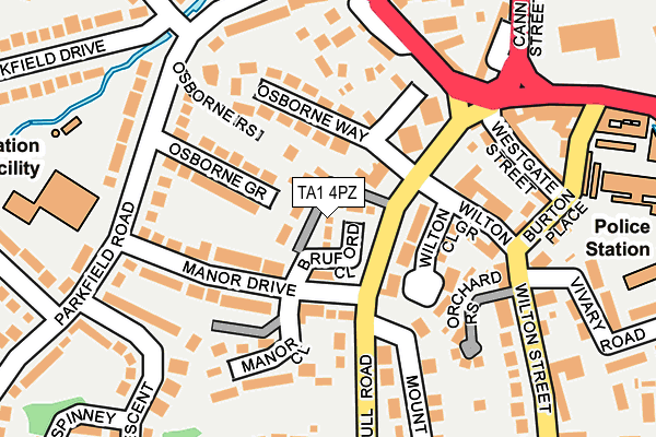 TA1 4PZ map - OS OpenMap – Local (Ordnance Survey)