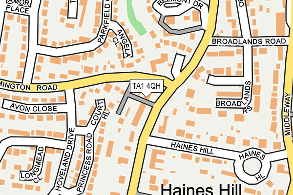 TA1 4QH map - OS OpenMap – Local (Ordnance Survey)