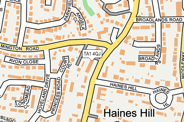 TA1 4QJ map - OS OpenMap – Local (Ordnance Survey)