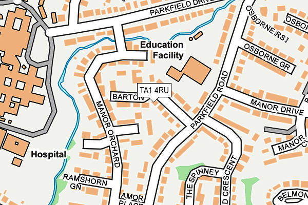 TA1 4RU map - OS OpenMap – Local (Ordnance Survey)