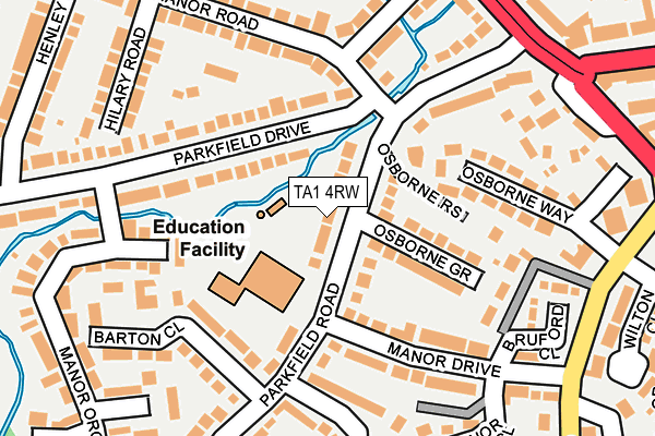 TA1 4RW map - OS OpenMap – Local (Ordnance Survey)