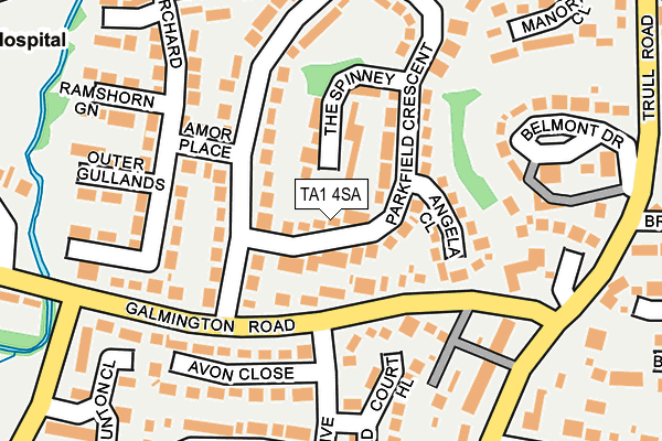 TA1 4SA map - OS OpenMap – Local (Ordnance Survey)