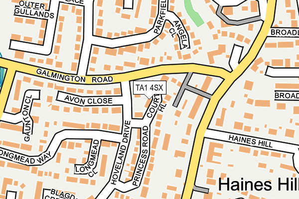 TA1 4SX map - OS OpenMap – Local (Ordnance Survey)
