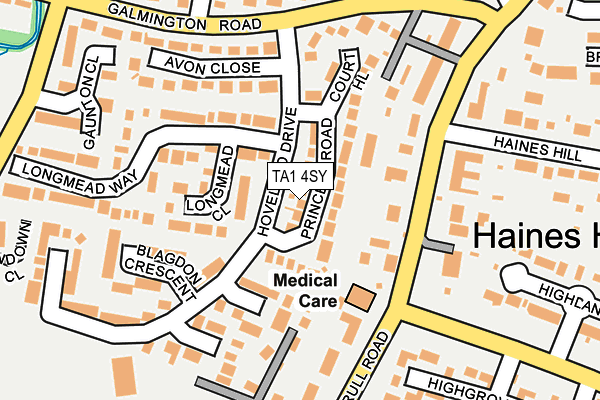 TA1 4SY map - OS OpenMap – Local (Ordnance Survey)