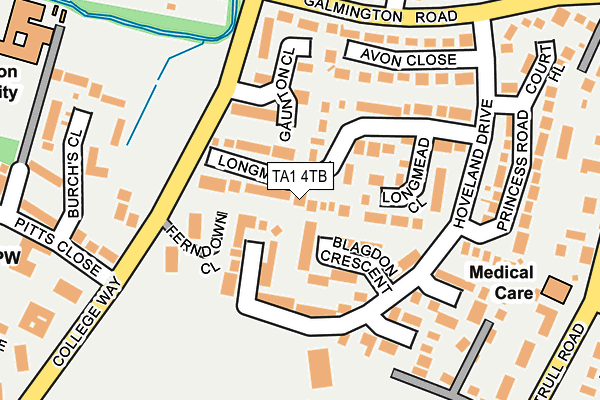 TA1 4TB map - OS OpenMap – Local (Ordnance Survey)