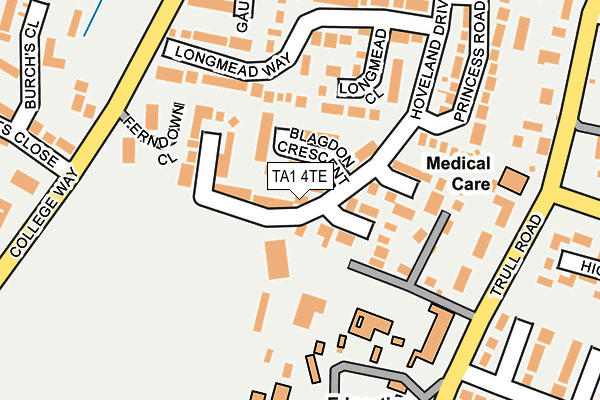 TA1 4TE map - OS OpenMap – Local (Ordnance Survey)