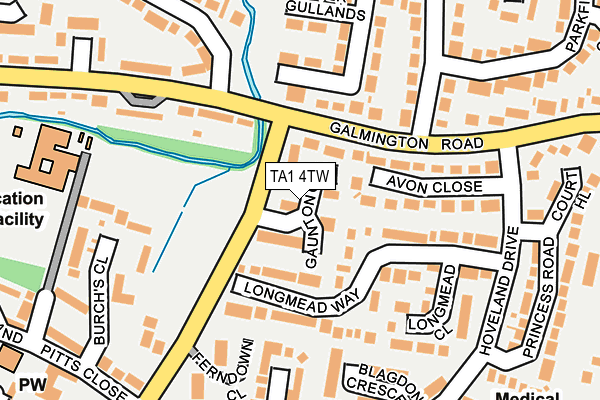 TA1 4TW map - OS OpenMap – Local (Ordnance Survey)