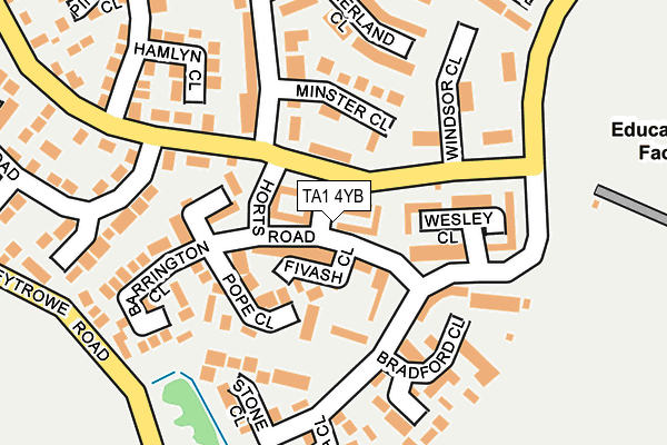 TA1 4YB map - OS OpenMap – Local (Ordnance Survey)