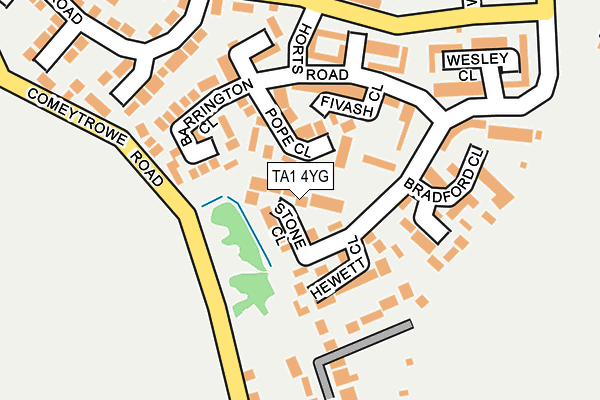 TA1 4YG map - OS OpenMap – Local (Ordnance Survey)