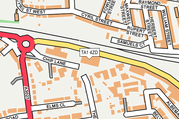 TA1 4ZD map - OS OpenMap – Local (Ordnance Survey)