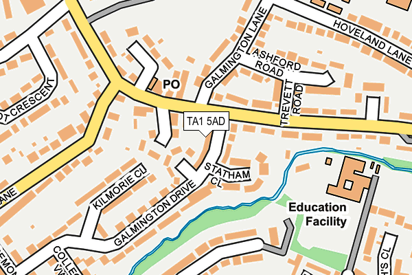 TA1 5AD map - OS OpenMap – Local (Ordnance Survey)