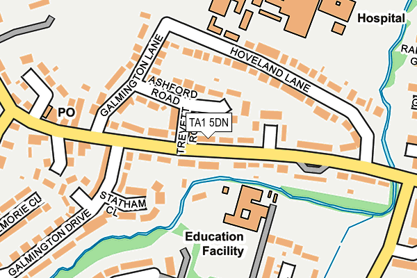 TA1 5DN map - OS OpenMap – Local (Ordnance Survey)