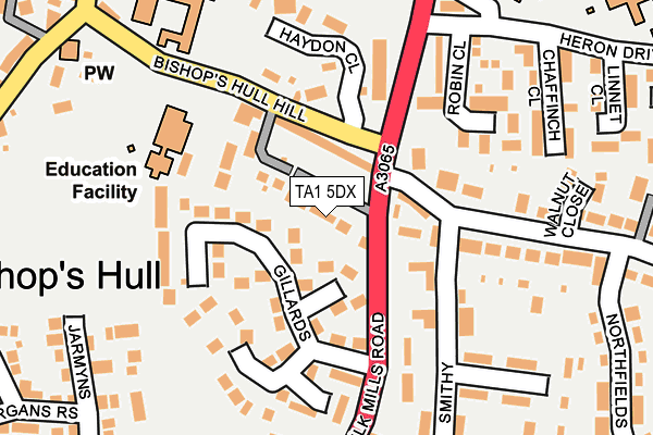 TA1 5DX map - OS OpenMap – Local (Ordnance Survey)