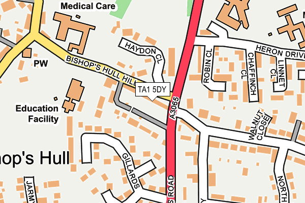 TA1 5DY map - OS OpenMap – Local (Ordnance Survey)