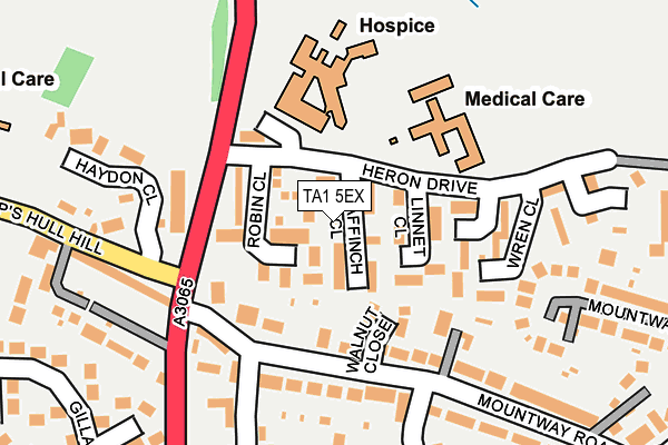 TA1 5EX map - OS OpenMap – Local (Ordnance Survey)