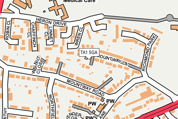 TA1 5GA map - OS OpenMap – Local (Ordnance Survey)