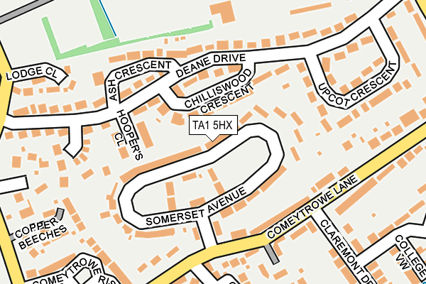 TA1 5HX map - OS OpenMap – Local (Ordnance Survey)