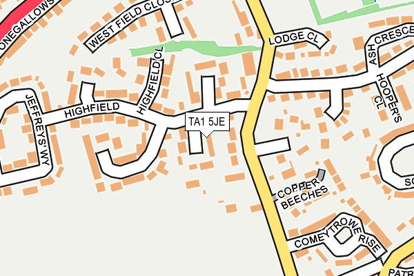 TA1 5JE map - OS OpenMap – Local (Ordnance Survey)