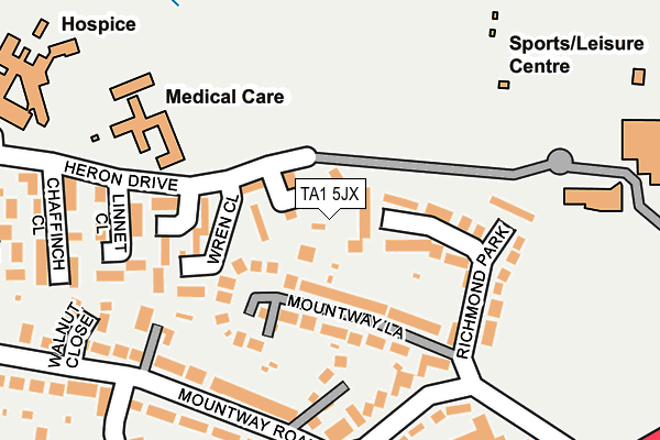 TA1 5JX map - OS OpenMap – Local (Ordnance Survey)