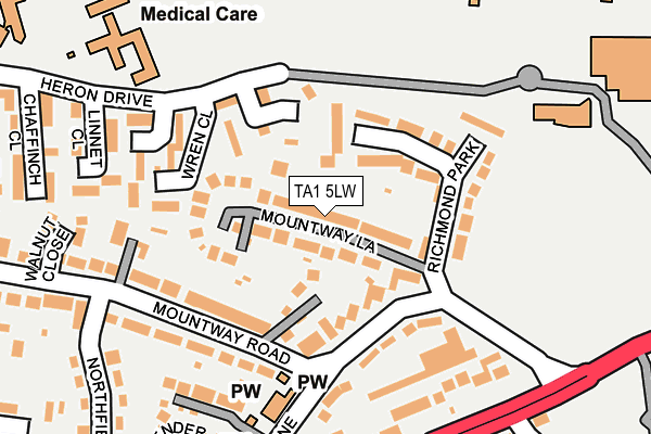 TA1 5LW map - OS OpenMap – Local (Ordnance Survey)