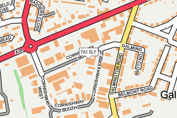 TA1 5LY map - OS OpenMap – Local (Ordnance Survey)