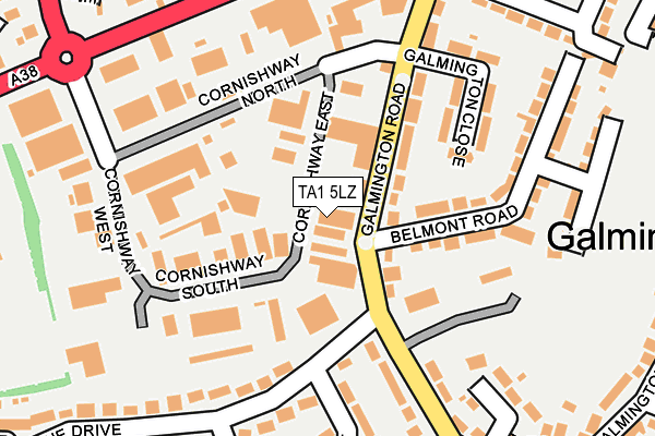 TA1 5LZ map - OS OpenMap – Local (Ordnance Survey)