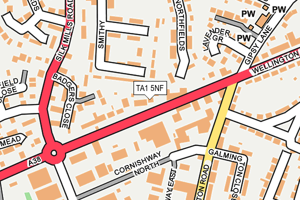 TA1 5NF map - OS OpenMap – Local (Ordnance Survey)