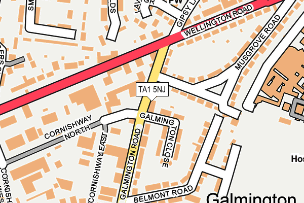 TA1 5NJ map - OS OpenMap – Local (Ordnance Survey)