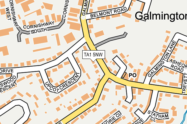 TA1 5NW map - OS OpenMap – Local (Ordnance Survey)
