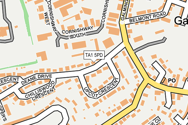 TA1 5PD map - OS OpenMap – Local (Ordnance Survey)