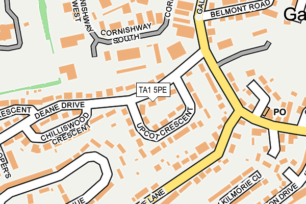 TA1 5PE map - OS OpenMap – Local (Ordnance Survey)