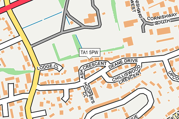 TA1 5PW map - OS OpenMap – Local (Ordnance Survey)