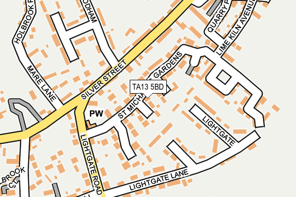 TA13 5BD map - OS OpenMap – Local (Ordnance Survey)