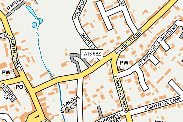 TA13 5BZ map - OS OpenMap – Local (Ordnance Survey)