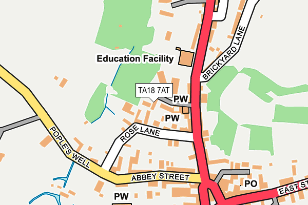 TA18 7AT map - OS OpenMap – Local (Ordnance Survey)