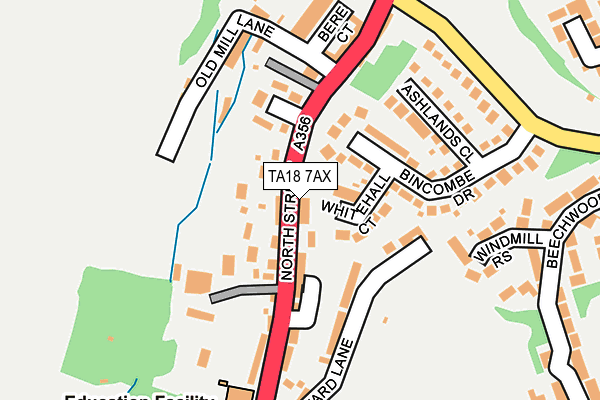 TA18 7AX map - OS OpenMap – Local (Ordnance Survey)