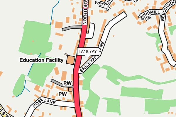 TA18 7AY map - OS OpenMap – Local (Ordnance Survey)